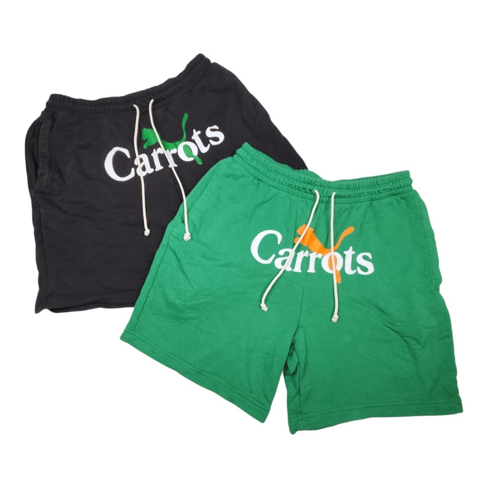 Puma x Carrots Athletic Sweat Shorts Set of 2 Sz L Green Black 7"
